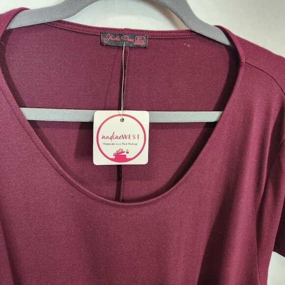 Shiela Rose Short Sleeve Jersey Knee Length T-shirt Dress in Maroon -‎ Size 3X - Picture 5 of 6